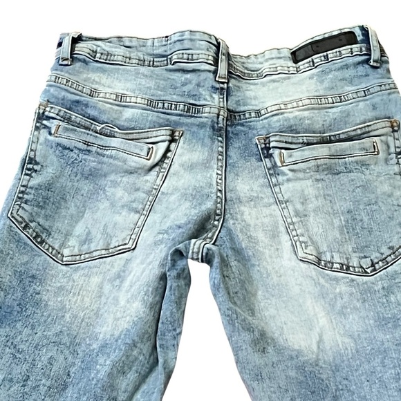 DSTRKT Men's Cream Blue Stretch Street Wear Distressed Denim Jeans Sz 30x32 - Picture 7 of 11